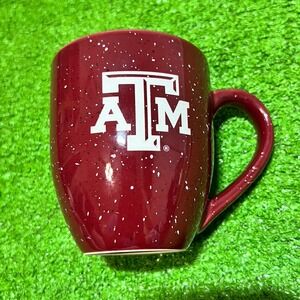 Vintage Texas A&M Coffee Mug. Y2K Maroon Aggie Cup Debossed Etch Block T 14 Oz